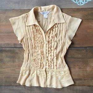 Allison Taylor Pale Gold Blouse Size S.